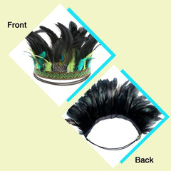 YM & Dancer P71 Peacock Feather Fascinator Decorative Feather Headpiece Crown Headdress Costume Halloween Headband for Party