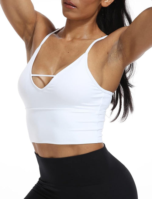 YM & Dancer C40 Women's Longline Sport Bra Seamless Yoga Crop Top Medium-Low Support Workout Bra