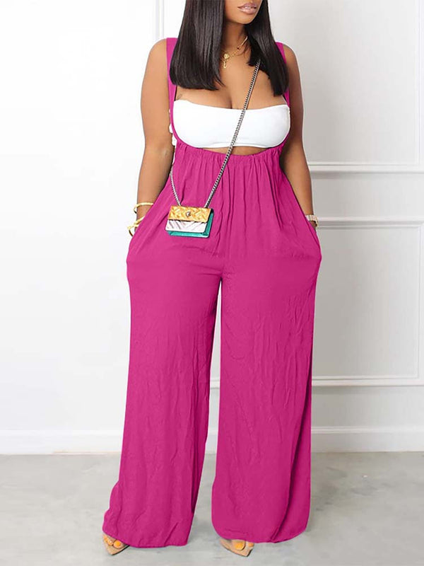 Sleeveless Wide Leg Overalls