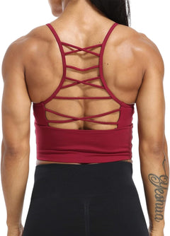 YM & Dancer C40 Women's Longline Sport Bra Seamless Yoga Crop Top Medium-Low Support Workout Bra