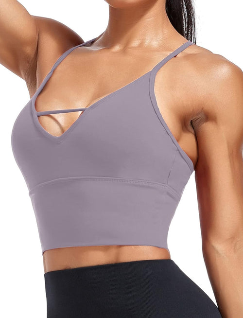 YM & Dancer C40 Women's Longline Sport Bra Seamless Yoga Crop Top Medium-Low Support Workout Bra