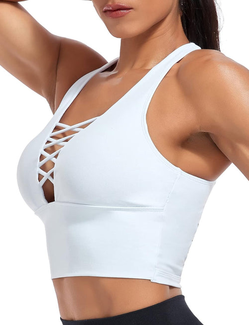 YM & Dancer C40 Women's Longline Sport Bra Seamless Yoga Crop Top Medium-Low Support Workout Bra