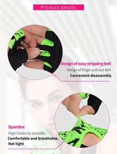 YM & Dancer P85 Woman Half Finger Girl Short Fingerless Gloves for Indoor Yoga Gym Fitness Body Building Training Outdoor Cycling Motorcycle Skate Skateboard Roller Skating Running Exercise