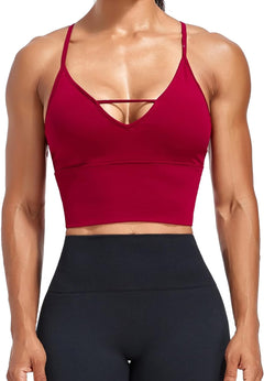 YM & Dancer C40 Women's Longline Sport Bra Seamless Yoga Crop Top Medium-Low Support Workout Bra