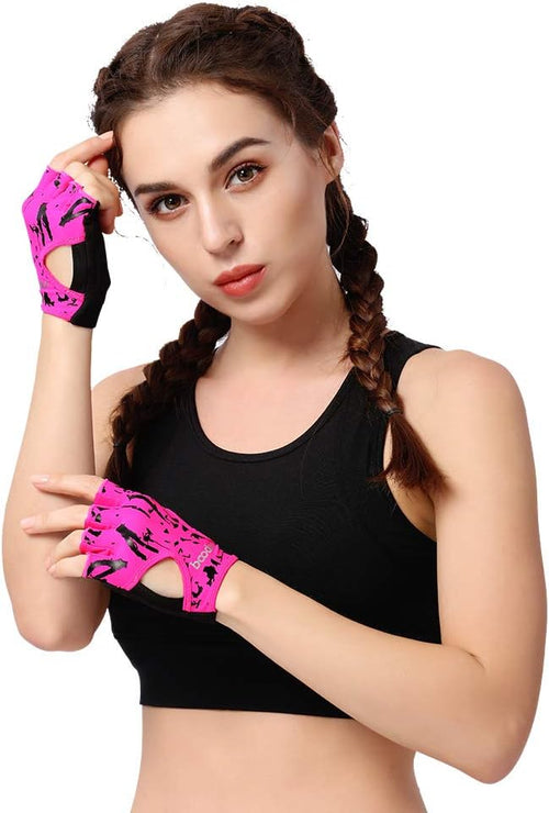 YM & Dancer P85 Woman Half Finger Girl Short Fingerless Gloves for Indoor Yoga Gym Fitness Body Building Training Outdoor Cycling Motorcycle Skate Skateboard Roller Skating Running Exercise