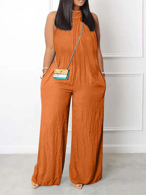 Halter Sleeveless Wide Leg Jumpsuit