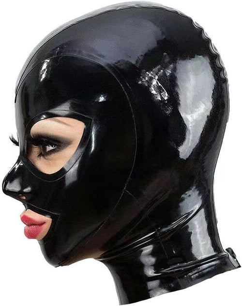 YM & Dancer P22 Black Latex Hood Mask Full Face Mask Riding Mask Hood Party Latex Mask