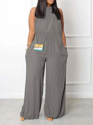 Halter Sleeveless Wide Leg Jumpsuit