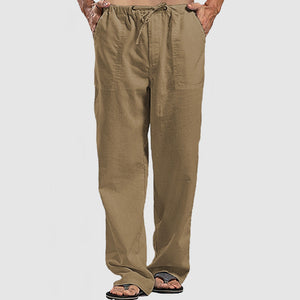 Men's Linen Breathable Lace-Up Beach Pants