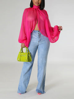 Chiffon Slit Asymmetric Top