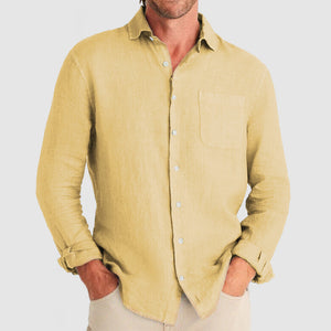 Gentleman Simple Temperament Cotton Linen Shirt