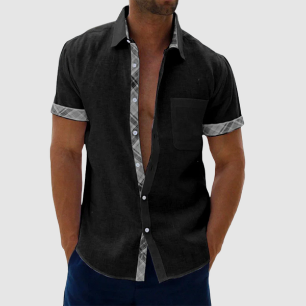 Men's Casual Plaid Collar Button Summer Linen Shirt