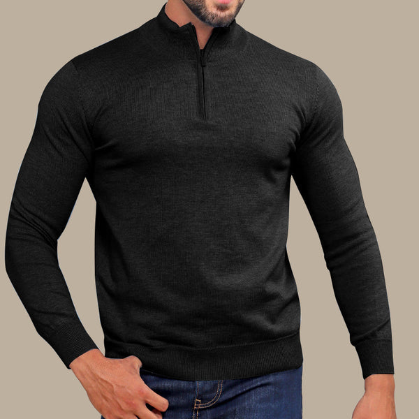 Men's Half-Zip Cotton Sweater