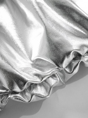 Ruched Drawstring Metallic Pants