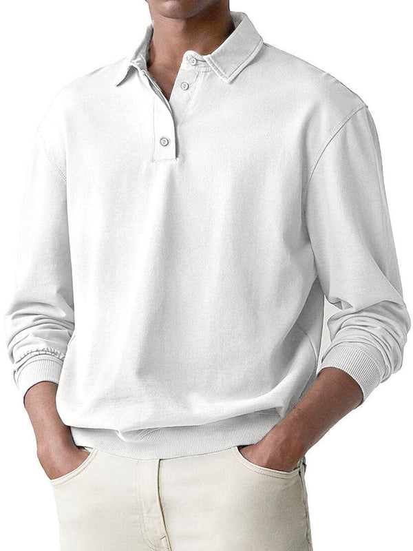 Men's Retro Long Sleeve Lapel Polo Shirt