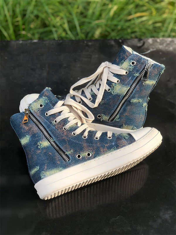 Denim High-Top Sneakers