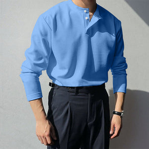 Gentlemans simple design knitting long sleeve polo shirt