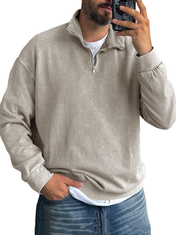 Men's Basic Zip Stand Up Sweatshirt