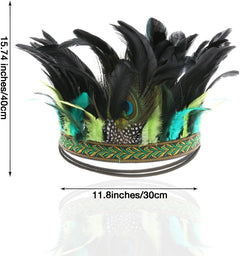 YM & Dancer P71 Peacock Feather Fascinator Decorative Feather Headpiece Crown Headdress Costume Halloween Headband for Party