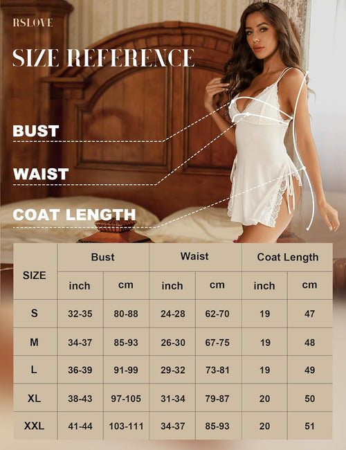 YM & Dancer C125 Women Lingerie Sexy Chemise Lace Babydoll Side Split Full Slip Nightgown Modal Sleepwear Nighty