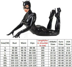 YM & Dancer C09 Catsuit for Women Black Patent Leather Fullbody Halloween Cosplay Costume Zipper