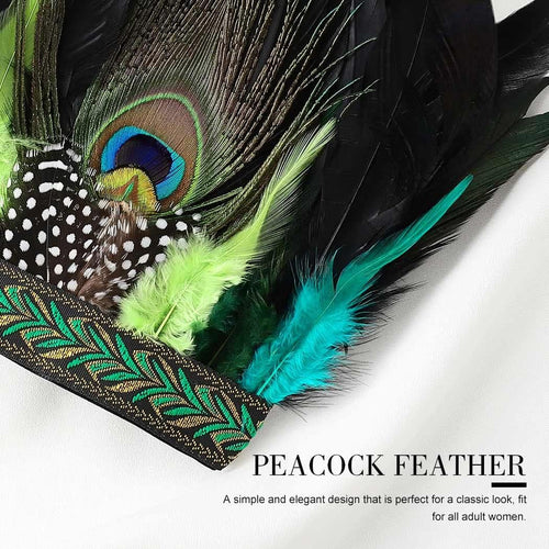 YM & Dancer P71 Peacock Feather Fascinator Decorative Feather Headpiece Crown Headdress Costume Halloween Headband for Party