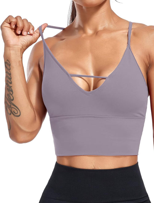 YM & Dancer C40 Women's Longline Sport Bra Seamless Yoga Crop Top Medium-Low Support Workout Bra