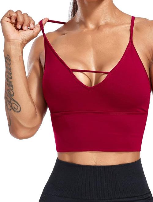 YM & Dancer C40 Women's Longline Sport Bra Seamless Yoga Crop Top Medium-Low Support Workout Bra