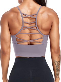 YM & Dancer C40 Women's Longline Sport Bra Seamless Yoga Crop Top Medium-Low Support Workout Bra