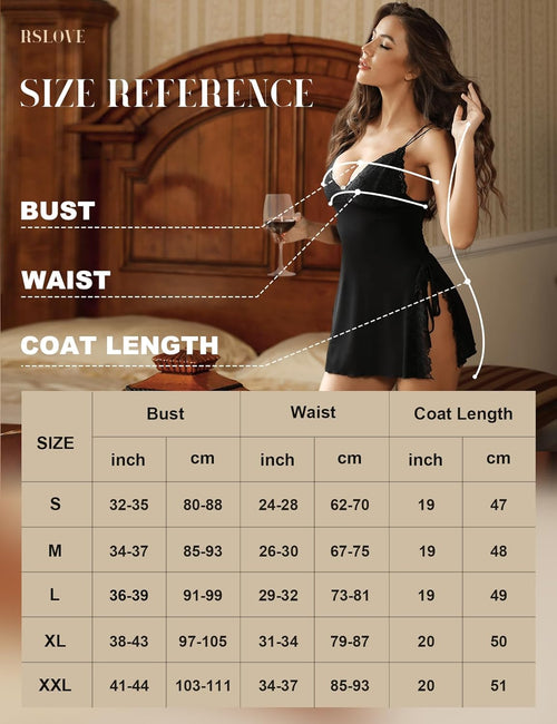 YM & Dancer C125 Women Lingerie Sexy Chemise Lace Babydoll Side Split Full Slip Nightgown Modal Sleepwear Nighty