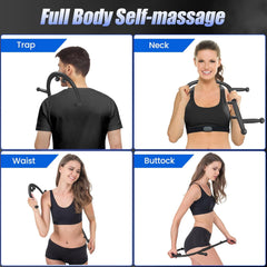 YM & Dancer E138 Trigger Point Massage Hook, Neck Back Hook Massager Handheld- for Full Body Deep Tissue & Fibromyalgia Relief, Professional Massage Cane Hook Therapy, for Men & Women- Patented (Black)