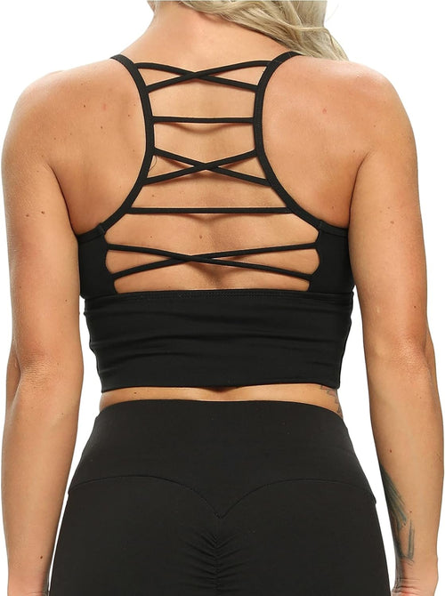 YM & Dancer C40 Women's Longline Sport Bra Seamless Yoga Crop Top Medium-Low Support Workout Bra