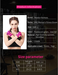 YM & Dancer P85 Woman Half Finger Girl Short Fingerless Gloves for Indoor Yoga Gym Fitness Body Building Training Outdoor Cycling Motorcycle Skate Skateboard Roller Skating Running Exercise