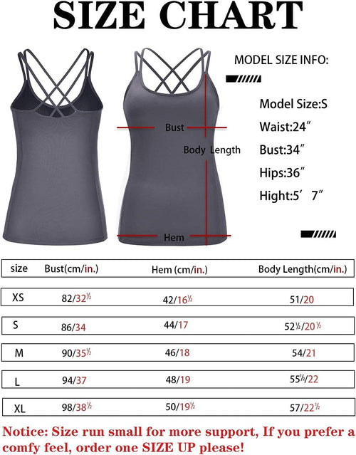 YM & Dancer C55 Yoga Tops for Women with Built-in Shelf Bra, Cross-Back Straps - Workout Tank Tops for Active Women