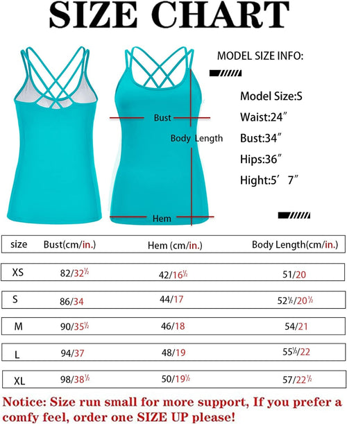 YM & Dancer C55 Yoga Tops for Women with Built-in Shelf Bra, Cross-Back Straps - Workout Tank Tops for Active Women