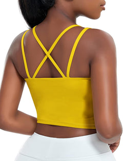 YM & Dancer C40 Women's Longline Sport Bra Seamless Yoga Crop Top Medium-Low Support Workout Bra