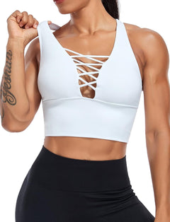 YM & Dancer C40 Women's Longline Sport Bra Seamless Yoga Crop Top Medium-Low Support Workout Bra