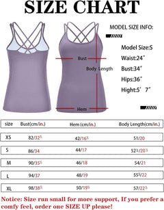 YM & Dancer C55 Yoga Tops for Women with Built-in Shelf Bra, Cross-Back Straps - Workout Tank Tops for Active Women