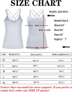 YM & Dancer C55 Yoga Tops for Women with Built-in Shelf Bra, Cross-Back Straps - Workout Tank Tops for Active Women