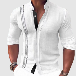 Autumn and winter men's color embroidered cardigan long sleeve shirt