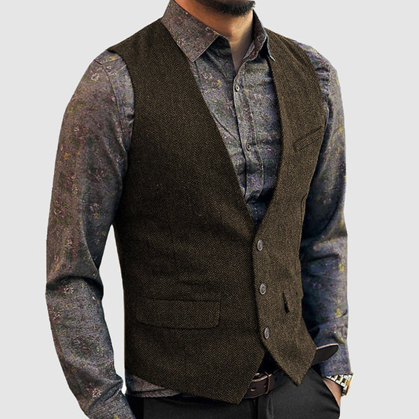 Men's Textured Detail Sleeveless Vest Jacket