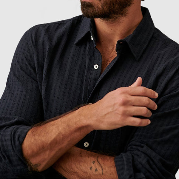 Men's Casual Basic Textured Cotton Shirt