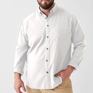 Men's Large Washed Stretch Single Breasted Shirt