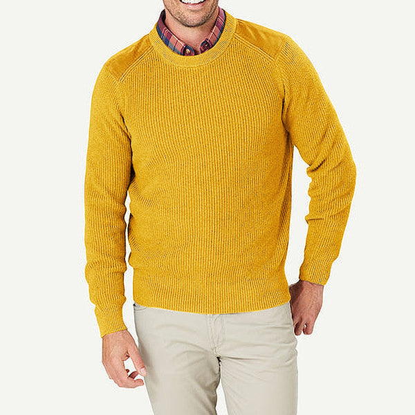 Men's Colorblocked Ribbed Crew Neck Sweater