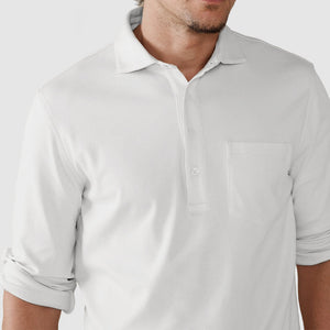 Men's Casual Cotton Long Sleeve Polo Shirt