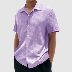 Men's Everyday Casual Cotton Textured Short Sleeve Shirt