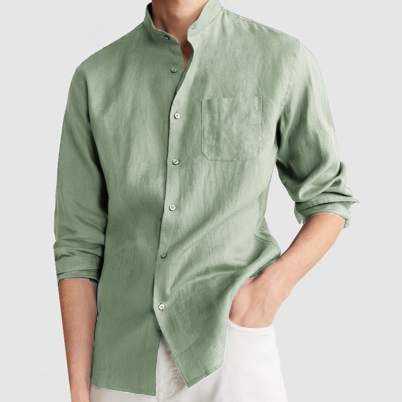 Men's Standing Collar Pocket Shirt