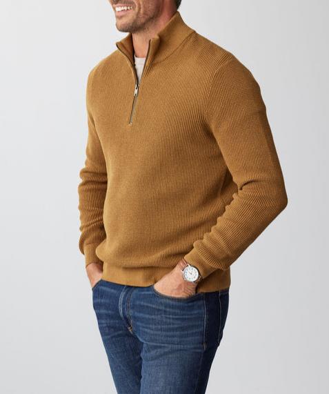 Gentleman's Waffle Half-Zip Knit Sweater