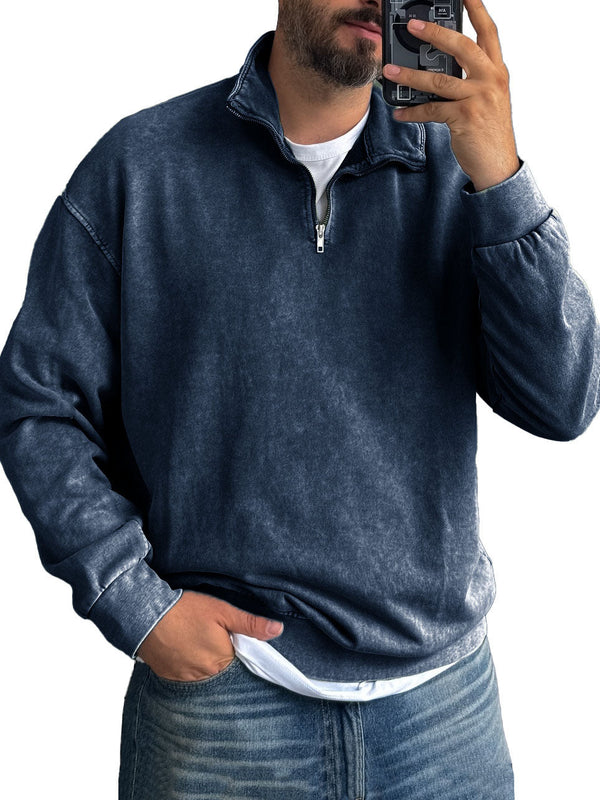 Men's Basic Zip Stand Up Sweatshirt