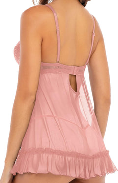 YM & Dancer C142 Push Up Babydoll - Sexy Lingerie Chemise Babydoll withUnderwire Support and matching G-String Panty